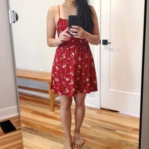 Red smocked dress, size small